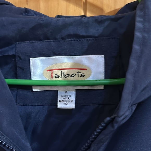 Talbots Quarter Zip Navy Blue hooded windbreaker size Medium - Picture 2 of 4